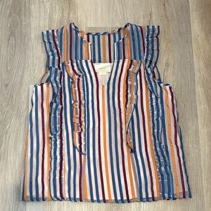 Maeve Multicolor Striped Ruffle Sleeveless Blouse